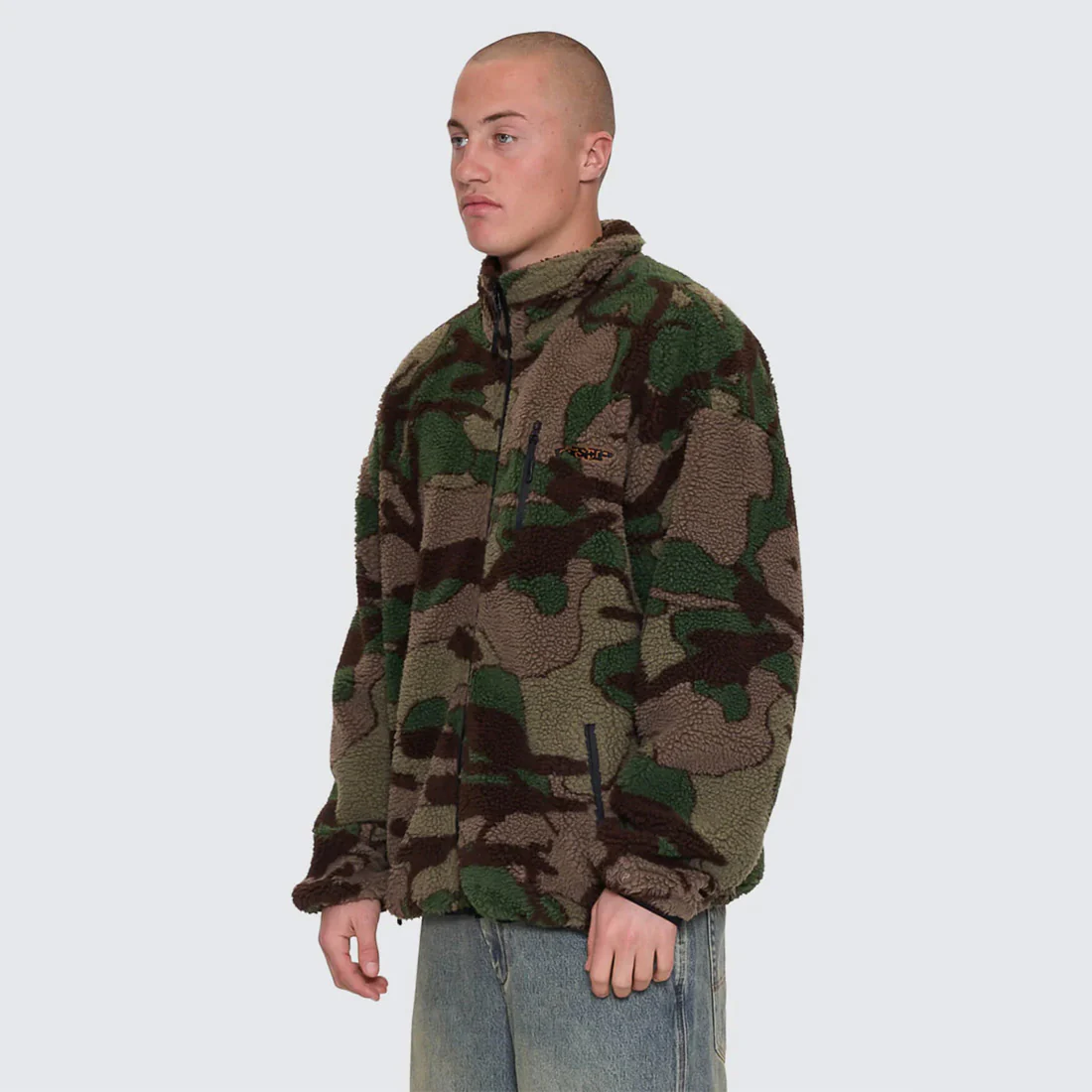 WORSHIP Plain Sight Sherpa Jacket - Camo Green - Image 2