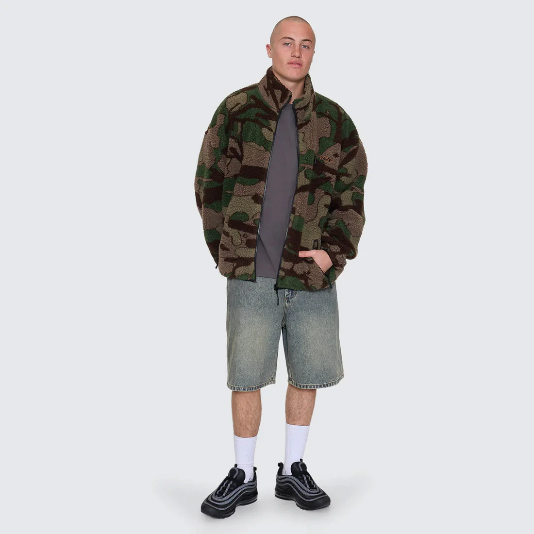 WORSHIP Plain Sight Sherpa Jacket - Camo Green - Image 6